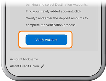 Verify test deposit step 3