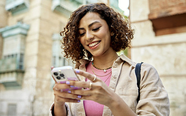 Woman looking at her phone. 