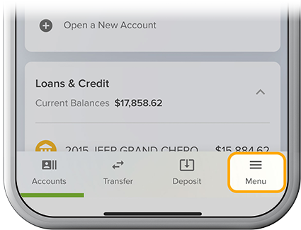 Log out of digital banking step 1