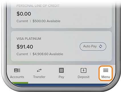 Log Out of Digital Banking in the SELCO community credit union app step 1