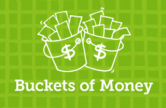 Buckets of money graphic