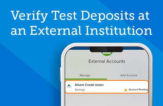 Verify test deposits at an external institution