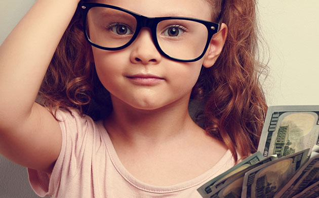 Little Girl Scratching Her Head While Holding Money