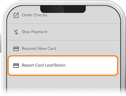 Report bank card lost or stolen step 2