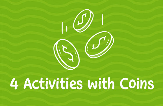 4 activities with coins for children graphic
