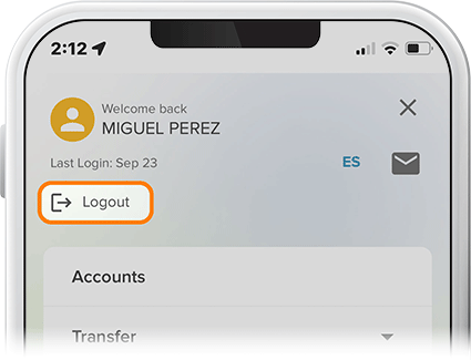Log Out of Digital Banking in the SELCO community credit union app step 2
