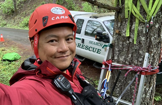 SELCO Community Credit Union employee Steve Liu volunteering for Oregon Search and Rescue 