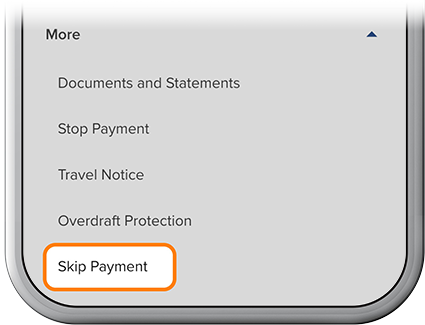 Request a skip payment step 1