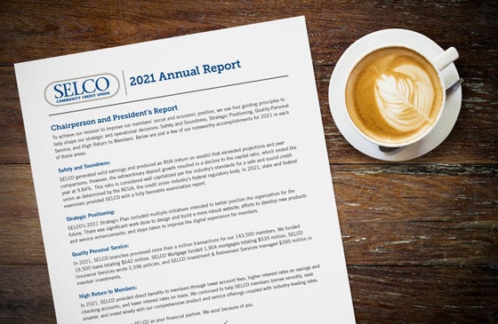 SELCO Community Credit Union 2021 annual report page