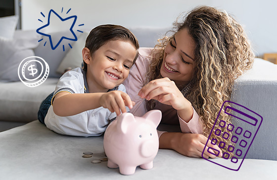 Mother and daughter learning about financial education