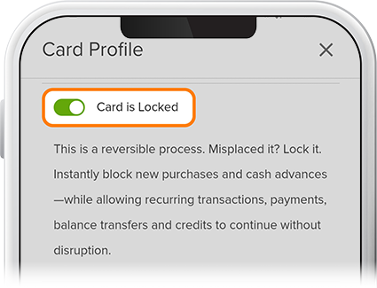 Lock your card step 2