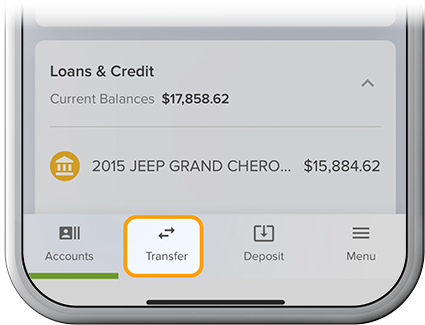 Transfer between accounts step 1