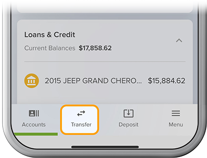 Make a loan or credit card payment step 1