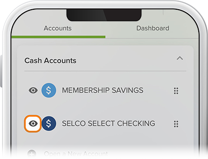 Hide an account step 2