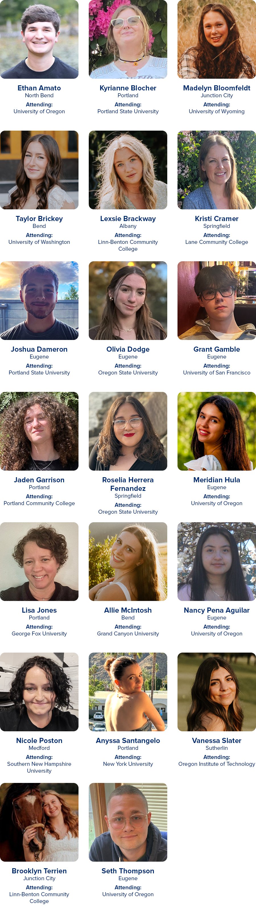 2025 Scholarship Recipients