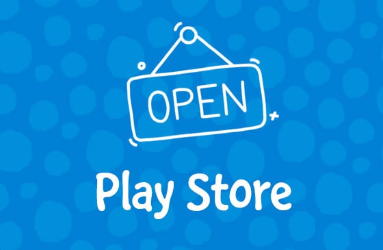 Play store open sign graphic