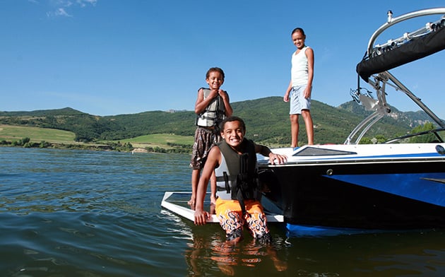 Children on a boat