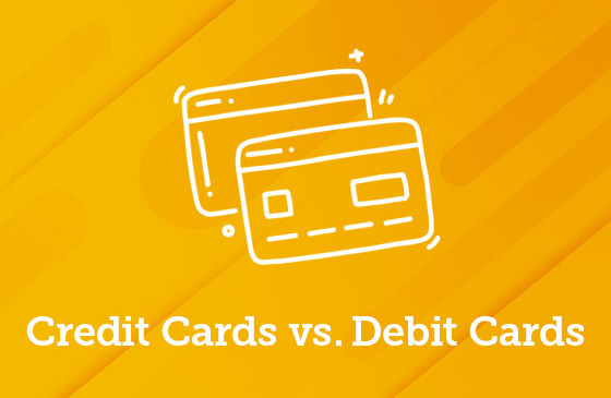 Difference between credit cards and debit cards graphic