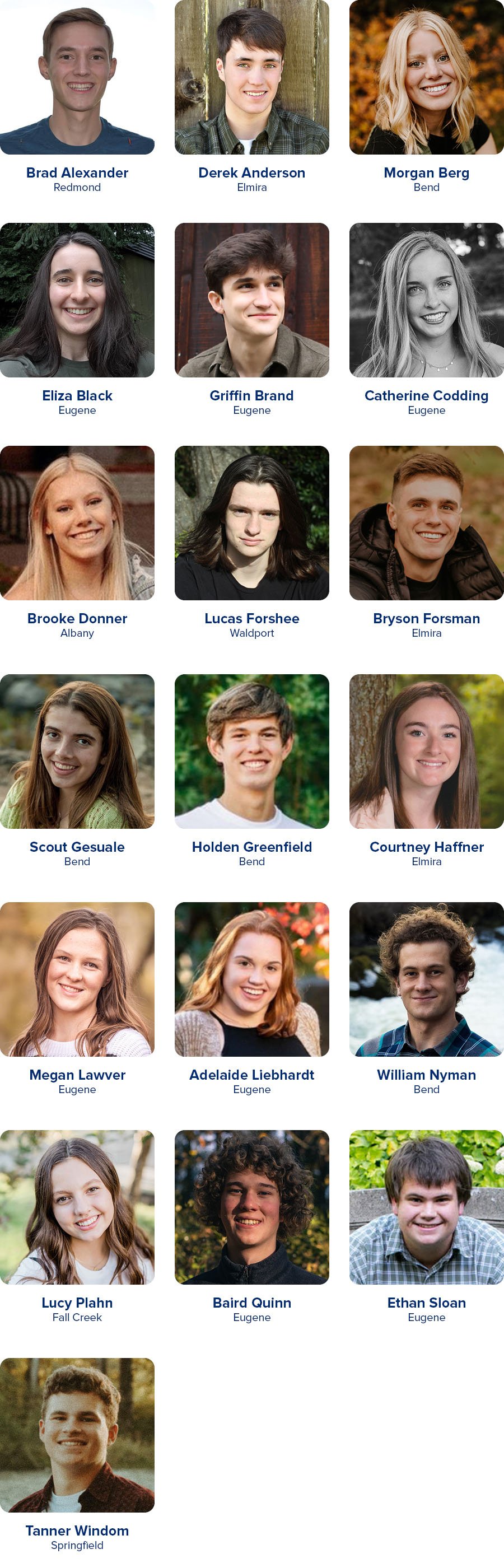 2021 Scholarship Recipients