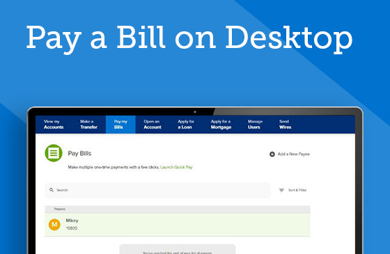 Pay a bill on desktop graphic