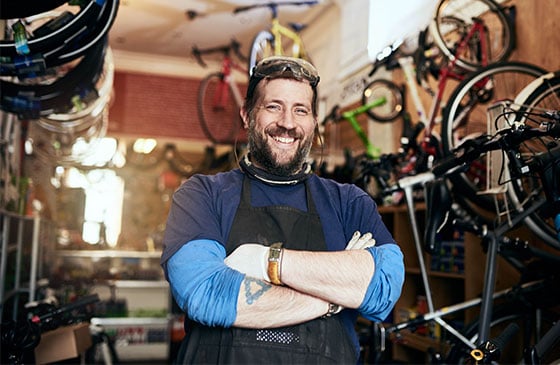 Man in bike shop