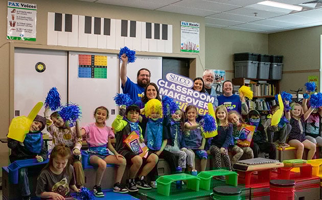 Jefferson Elementary students celebrating grant