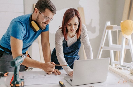 Couple does home renovations.