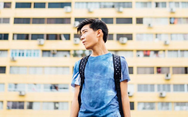 Young man on college campus