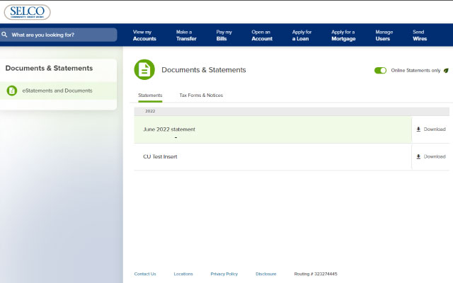 View statements and documents step 2