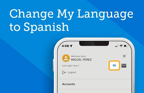 Change my language to Spanish in digital banking app