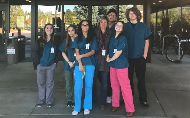Group of students in scrubs